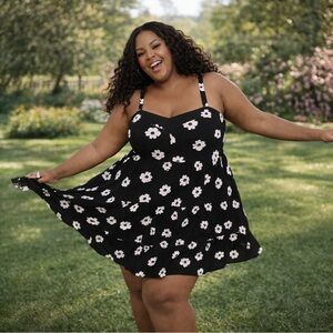 Torrid Black and White Floral Mini Dress